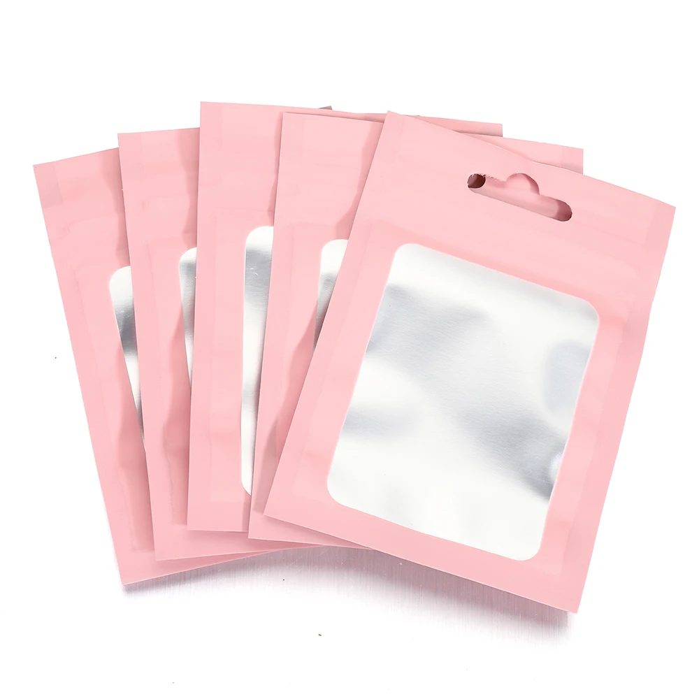 50pcs Colorful Mylar Bags Resealable Ziplock Holographic Bags with Clear Window for Jewelry Display Packaging Self Sealing Pouch