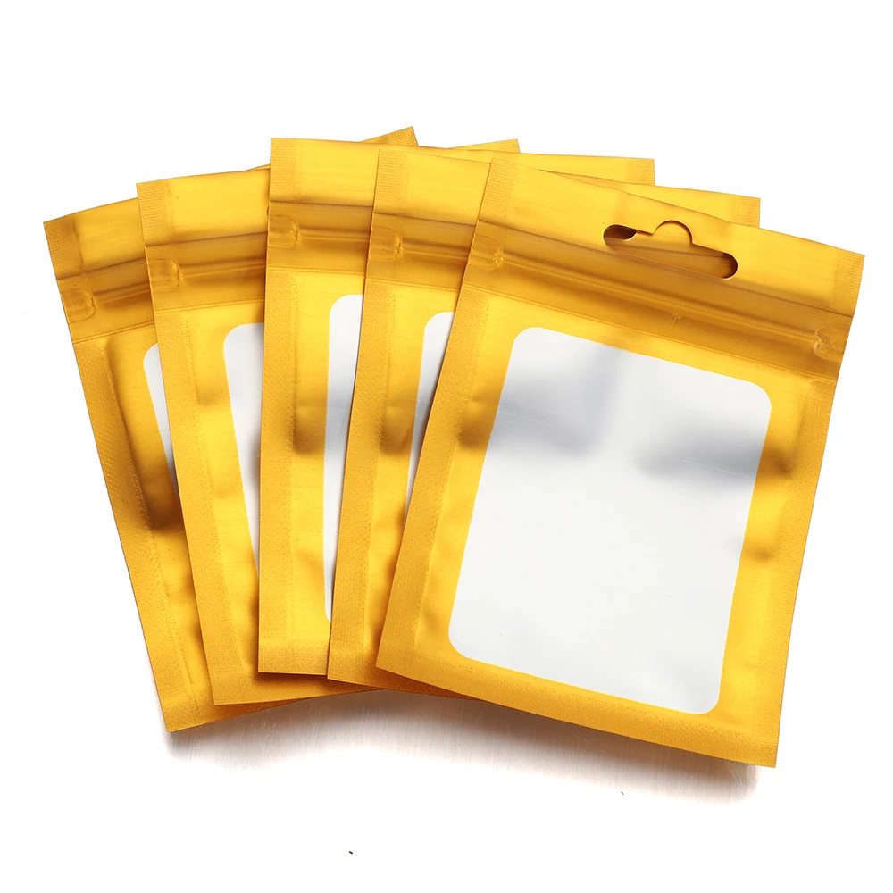 50pcs Colorful Mylar Bags Resealable Ziplock Holographic Bags with Clear Window for Jewelry Display Packaging Self Sealing Pouch