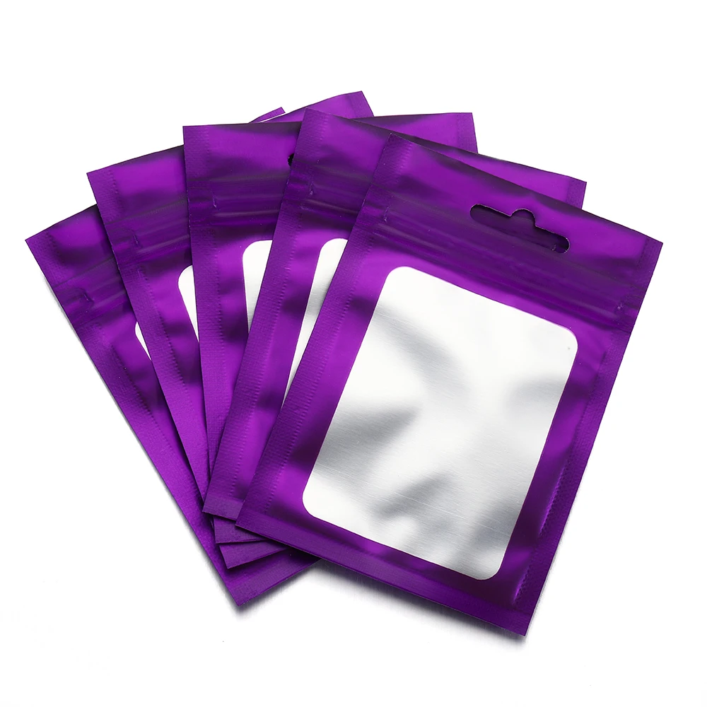 50pcs Colorful Mylar Bags Resealable Ziplock Holographic Bags with Clear Window for Jewelry Display Packaging Self Sealing Pouch