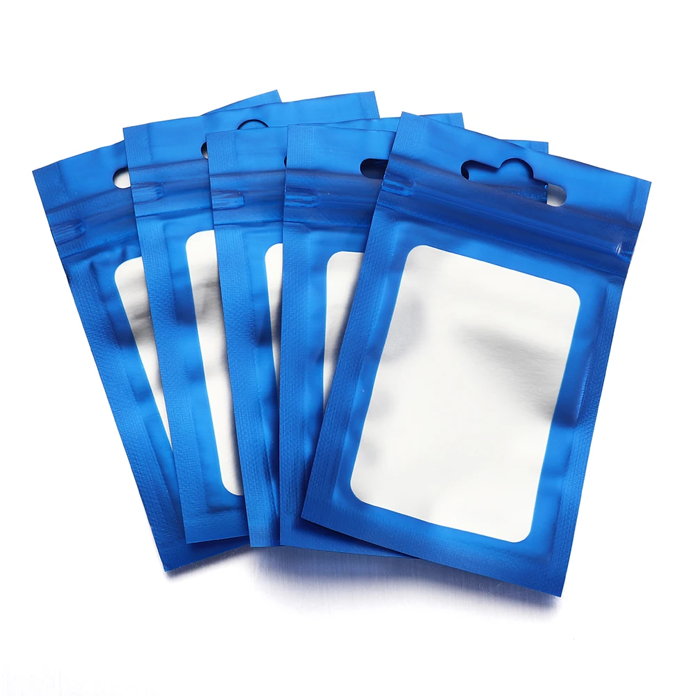 50pcs Colorful Mylar Bags Resealable Ziplock Holographic Bags with Clear Window for Jewelry Display Packaging Self Sealing Pouch