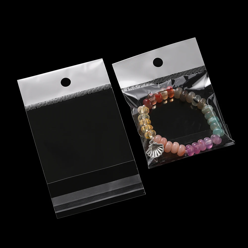 100pcs/lot Self-adhesive OPP Packaging Bags Transparent Small Jewelry Gift Packing Self Adhesive Candy Packaging Hanging Bag