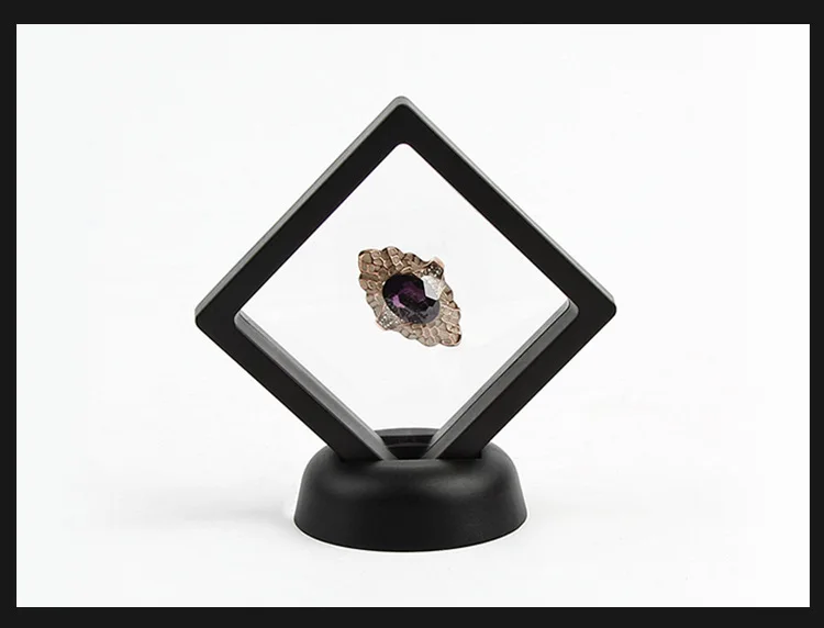 PE Film Brooch Coin Gems Jewelry Storage Box Dustproof Exhibition Decoration Suspended Floating Ring Earrings Display Rack Case