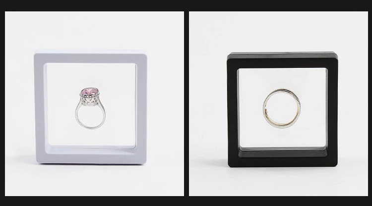 PE Film Brooch Coin Gems Jewelry Storage Box Dustproof Exhibition Decoration Suspended Floating Ring Earrings Display Rack Case