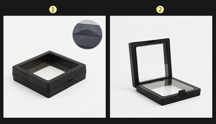 PE Film Brooch Coin Gems Jewelry Storage Box Dustproof Exhibition Decoration Suspended Floating Ring Earrings Display Rack Case