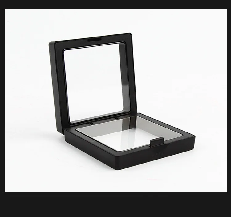 PE Film Brooch Coin Gems Jewelry Storage Box Dustproof Exhibition Decoration Suspended Floating Ring Earrings Display Rack Case