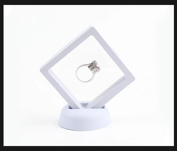 PE Film Brooch Coin Gems Jewelry Storage Box Dustproof Exhibition Decoration Suspended Floating Ring Earrings Display Rack Case