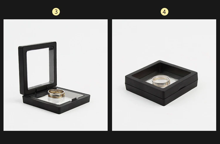 PE Film Brooch Coin Gems Jewelry Storage Box Dustproof Exhibition Decoration Suspended Floating Ring Earrings Display Rack Case