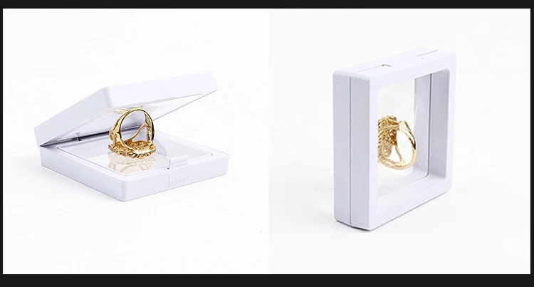PE Film Brooch Coin Gems Jewelry Storage Box Dustproof Exhibition Decoration Suspended Floating Ring Earrings Display Rack Case