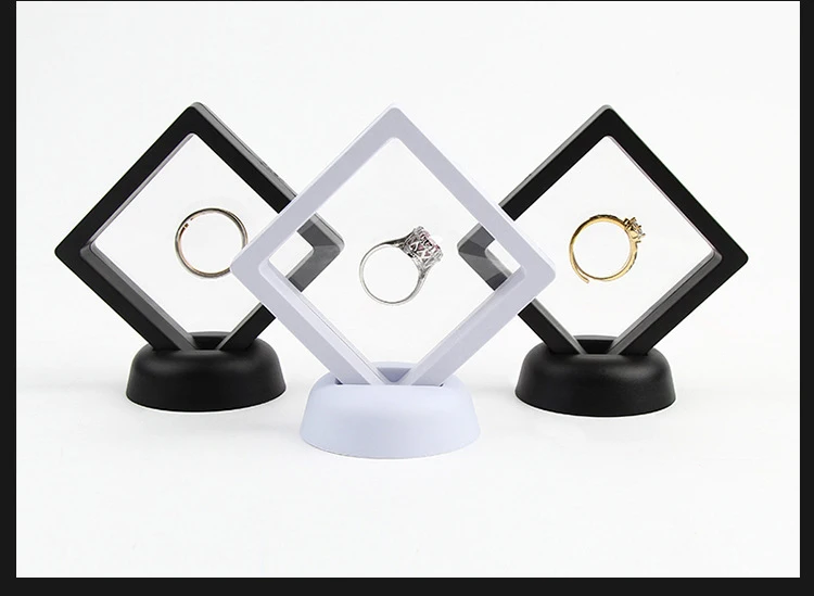 PE Film Brooch Coin Gems Jewelry Storage Box Dustproof Exhibition Decoration Suspended Floating Ring Earrings Display Rack Case