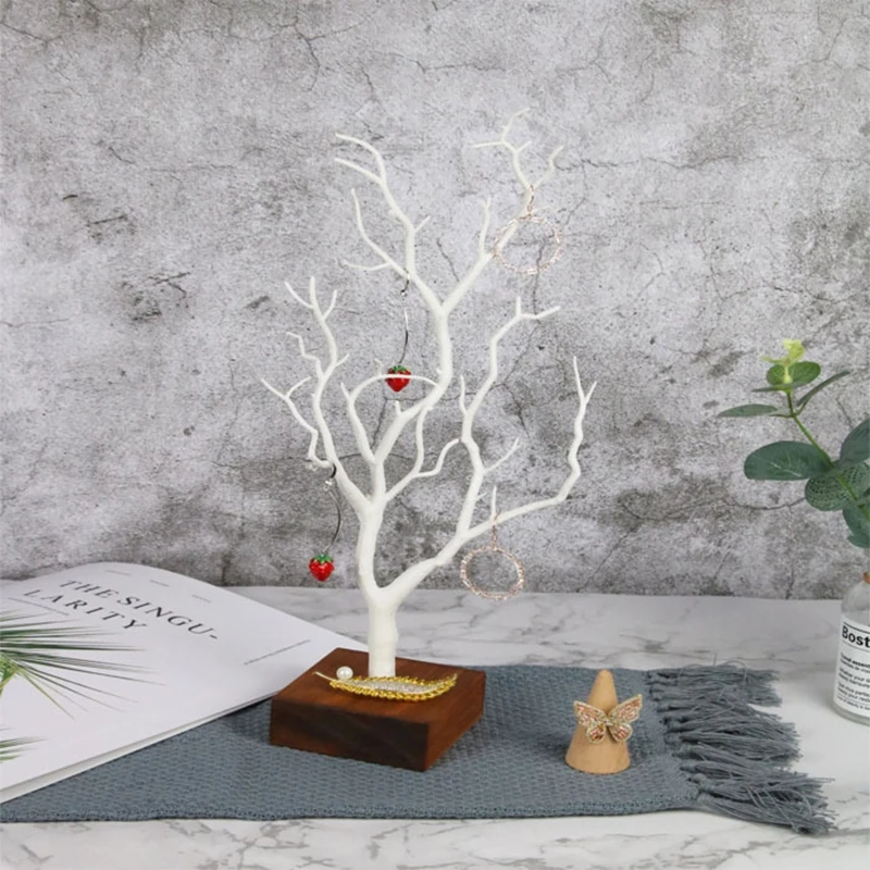 Jewelry Stand Tree Small Jewelry Holder Necklace Holder Rack Display Tower with Wooden Base for Earring Dropship