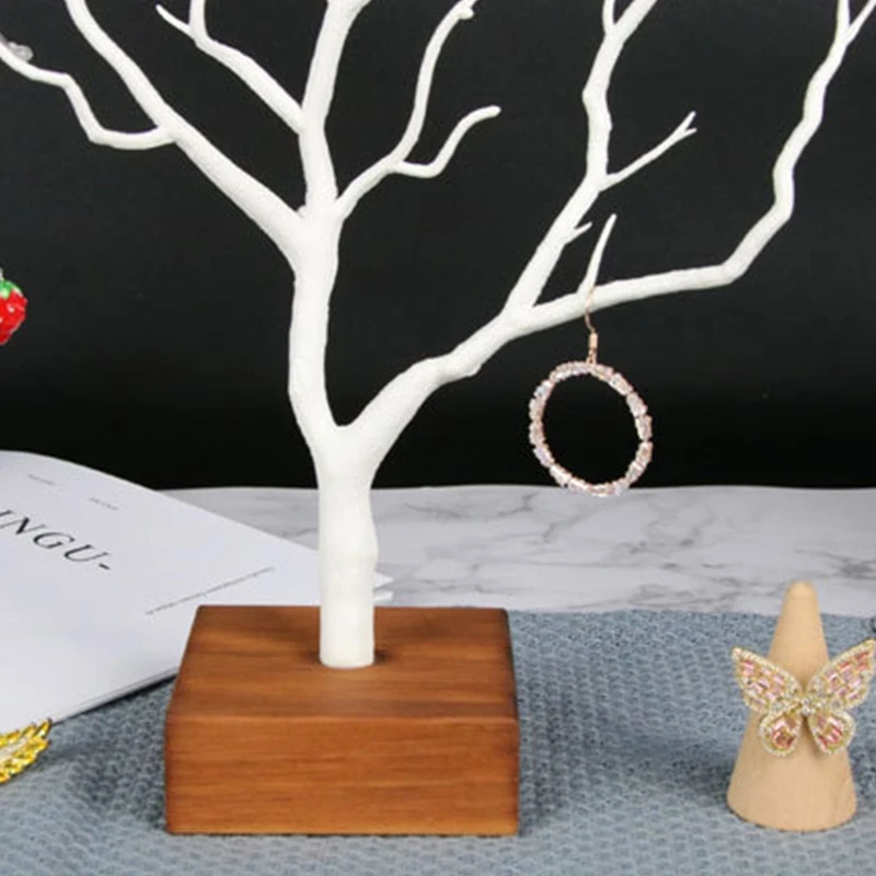 Jewelry Stand Tree Small Jewelry Holder Necklace Holder Rack Display Tower with Wooden Base for Earring Dropship