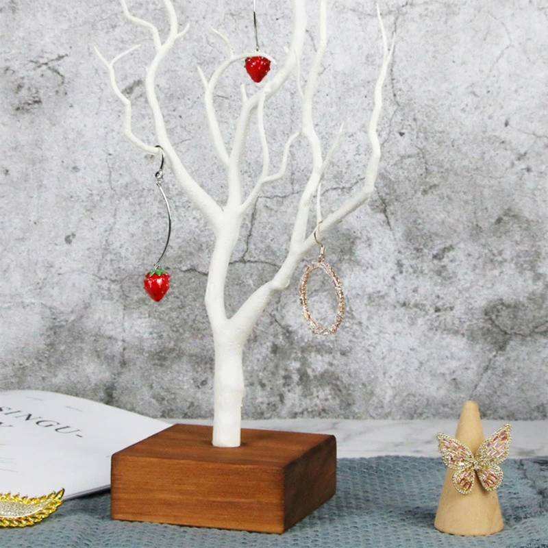 Jewelry Stand Tree Small Jewelry Holder Necklace Holder Rack Display Tower with Wooden Base for Earring Dropship