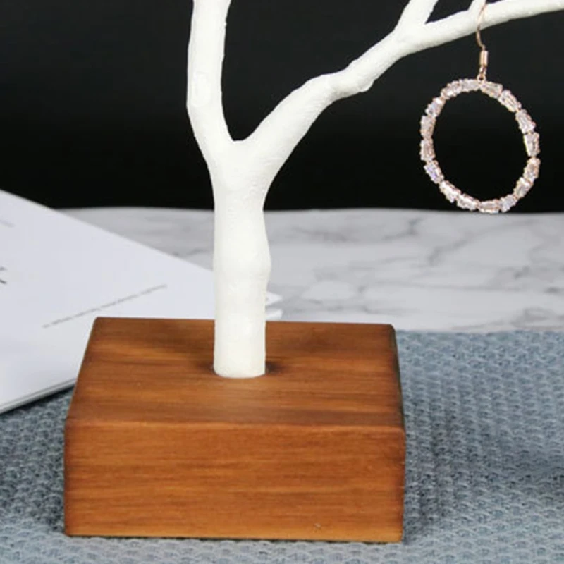 Jewelry Stand Tree Small Jewelry Holder Necklace Holder Rack Display Tower with Wooden Base for Earring Dropship