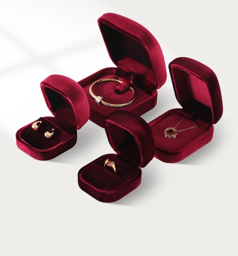 Yinbeini Wedding Ring Box Velvet Jewelry Box Collection Bracelet Necklace Pendant Storage Case Jewelry Display Organizer H030