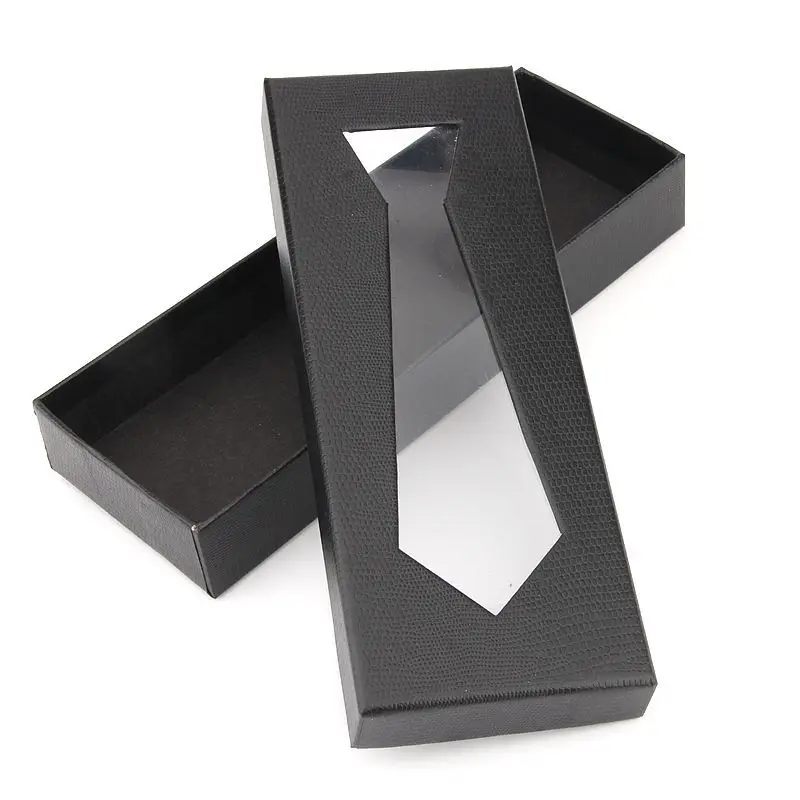 Men Simple Black Snake Pattern Necktie Bow Tie Packaging Box With Window Party Necklace Ring Storage Case Wedding Jewelry Gift