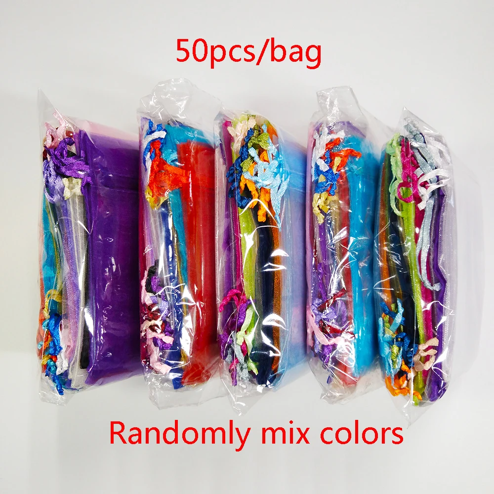50pcs 7x9 9x12 10x15 13x18 CM Organza Bags Gift Bag Jewelry Packaging Bags Wedding Party Decoration Drawable Bags Gift Pouches
