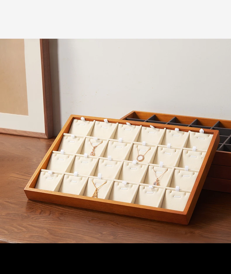 Oirlv Wooden Jewelry Tray Ring Earrings Bracelet Bangle Necklace Tray Solid Wood Jewelry Display Tray Wooden Jewelry Organizer