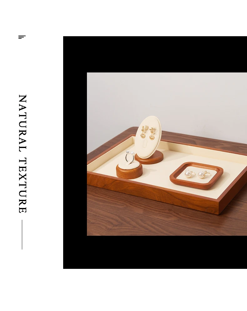 Oirlv Wooden Jewelry Tray Ring Earrings Bracelet Bangle Necklace Tray Solid Wood Jewelry Display Tray Wooden Jewelry Organizer