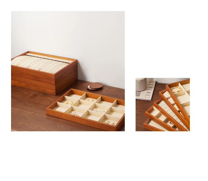Oirlv Wooden Jewelry Tray Ring Earrings Bracelet Bangle Necklace Tray Solid Wood Jewelry Display Tray Wooden Jewelry Organizer