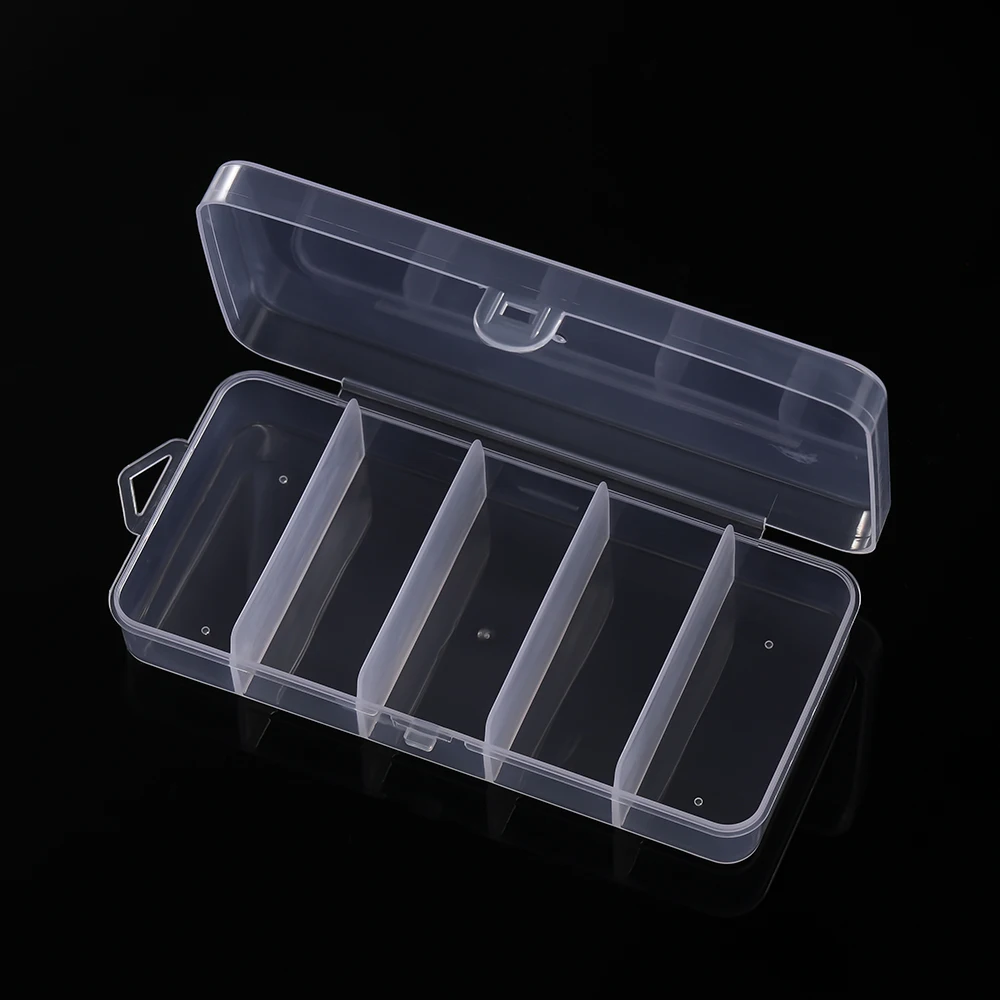1pc 5 Grids White Plastic Storage Box Transparent Dustproof Organizer for Earring Jewelry Hair Accessories Bead Rings Containers