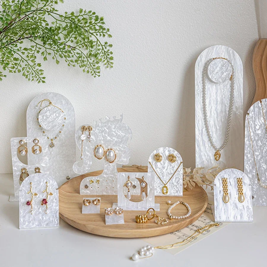 Acrylic White Mannequin Necklace Jewelry Pendant Display Stand Holder Show Decorate Jewelry Set Display Shelf Earring Organizer