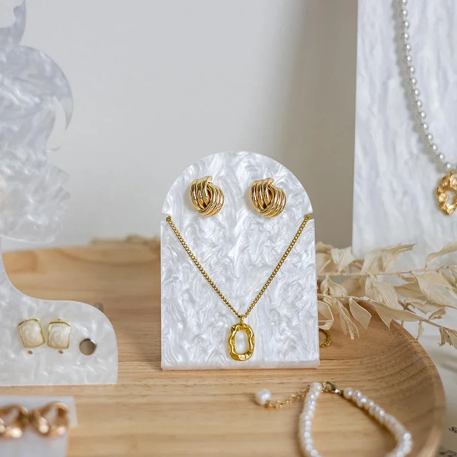Acrylic White Mannequin Necklace Jewelry Pendant Display Stand Holder Show Decorate Jewelry Set Display Shelf Earring Organizer