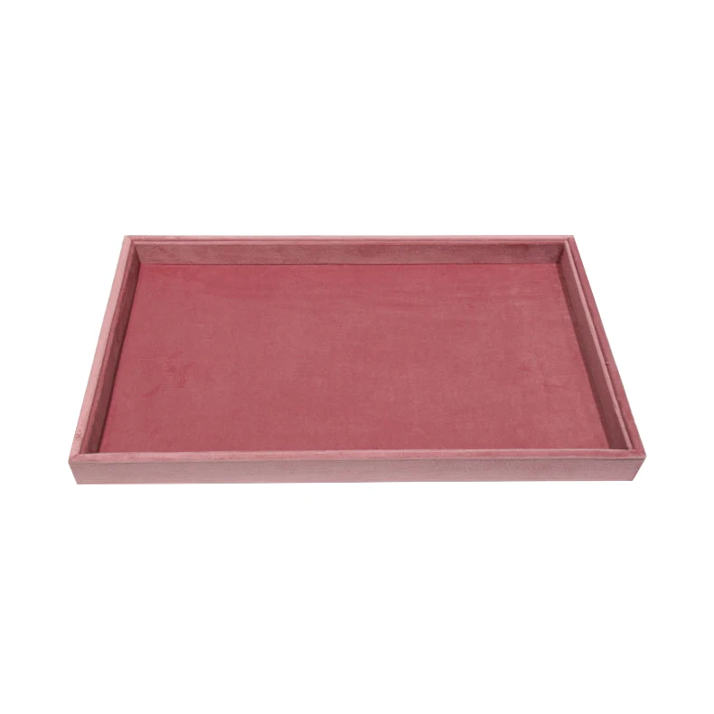 Pink Velvet Ring Tray Jewelry Organizer Necklace Earrings Pendant Storage Rack Jewelry Display Tray Watch Holder 35*24Cm