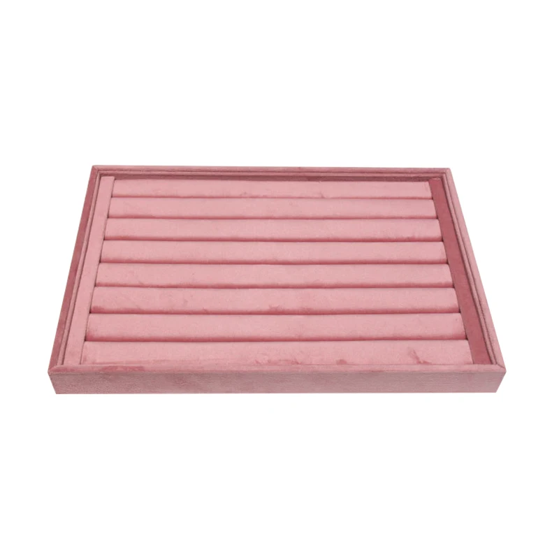 Pink Velvet Ring Tray Jewelry Organizer Necklace Earrings Pendant Storage Rack Jewelry Display Tray Watch Holder 35*24Cm
