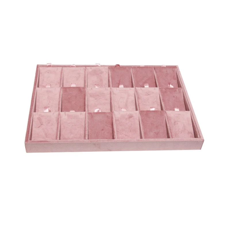 Pink Velvet Ring Tray Jewelry Organizer Necklace Earrings Pendant Storage Rack Jewelry Display Tray Watch Holder 35*24Cm