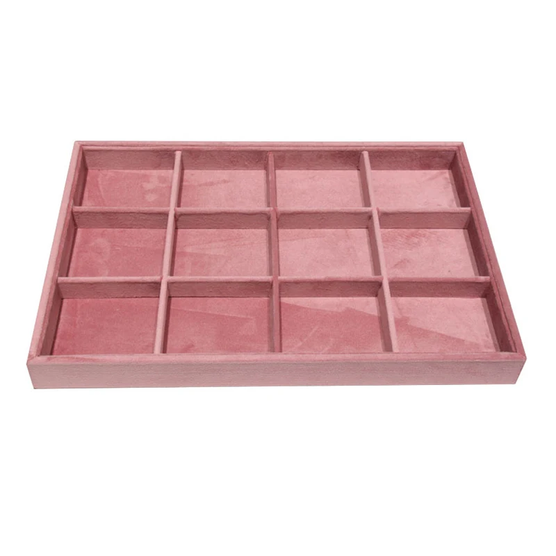 Pink Velvet Ring Tray Jewelry Organizer Necklace Earrings Pendant Storage Rack Jewelry Display Tray Watch Holder 35*24Cm