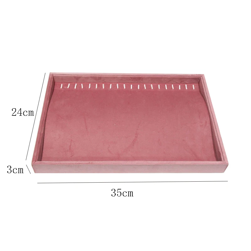 Pink Velvet Ring Tray Jewelry Organizer Necklace Earrings Pendant Storage Rack Jewelry Display Tray Watch Holder 35*24Cm