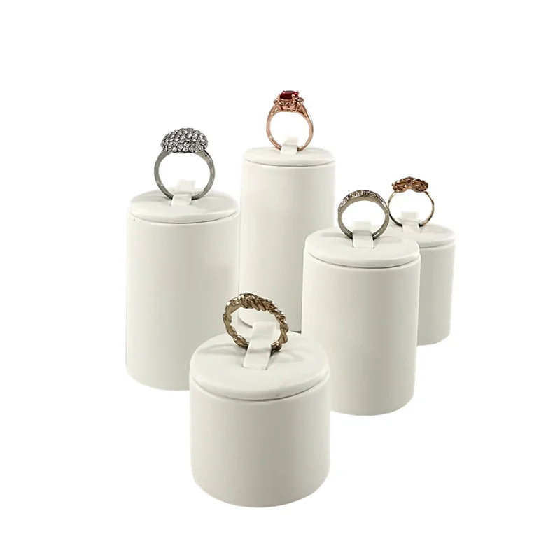 Earrings Rings Display Organizer Exhibitors Jewelry Props White Brushed Leather Jewelry Rack Ear Stud Storage Holder