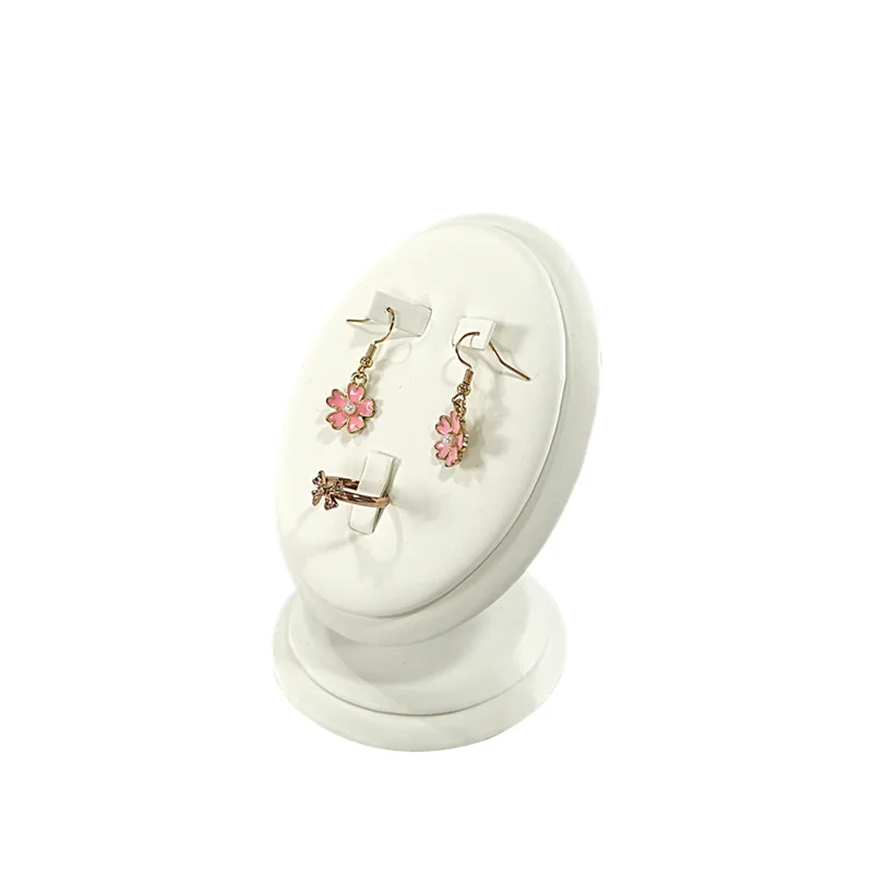 Earrings Rings Display Organizer Exhibitors Jewelry Props White Brushed Leather Jewelry Rack Ear Stud Storage Holder