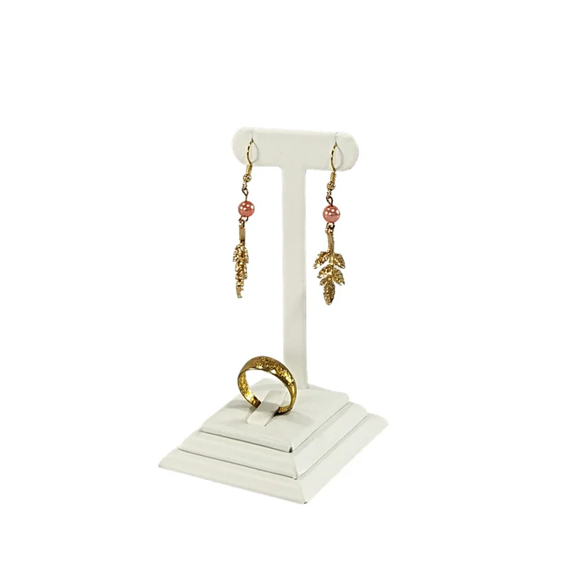 Earrings Rings Display Organizer Exhibitors Jewelry Props White Brushed Leather Jewelry Rack Ear Stud Storage Holder