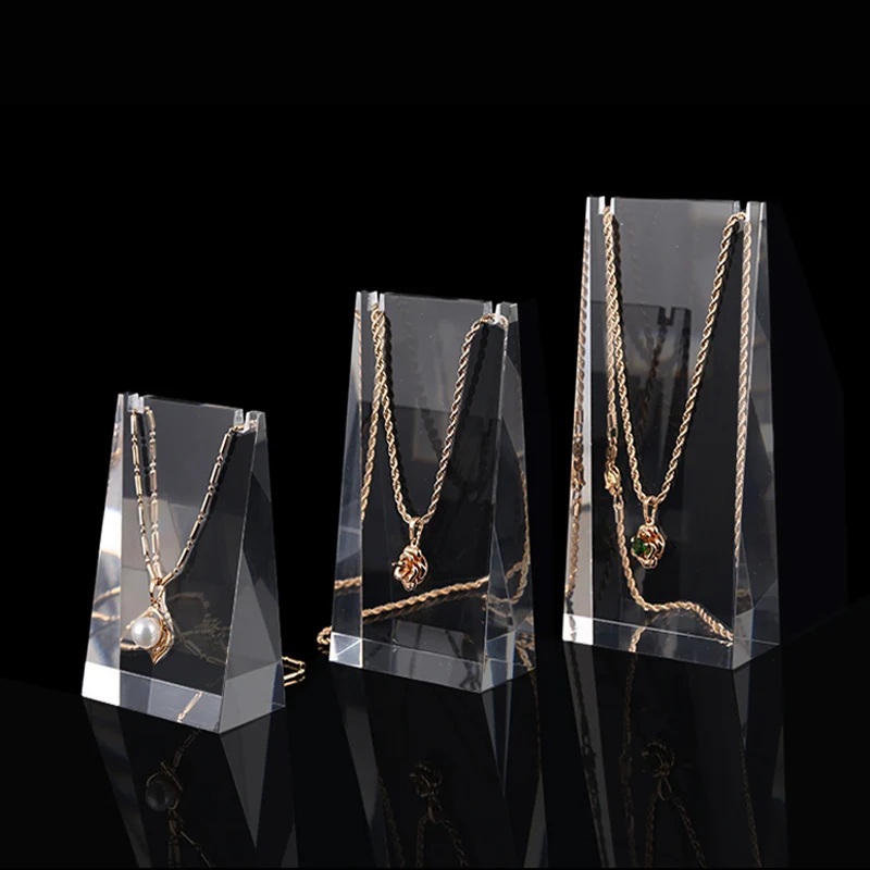 New Style Earrings Necklace Pendant Solid Acrylic Clear Chain Jewelry Display Stand Storage Racks Organizer Holder Showcase