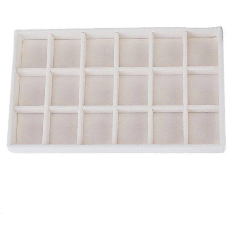 1PC Beige Velvet Jewelry Tray Earrings Earrings Ring Storage Earrings Simple Jewelry Box Jewelry Desktop Organizing Cases