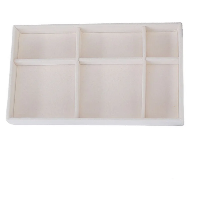 1PC Beige Velvet Jewelry Tray Earrings Earrings Ring Storage Earrings Simple Jewelry Box Jewelry Desktop Organizing Cases