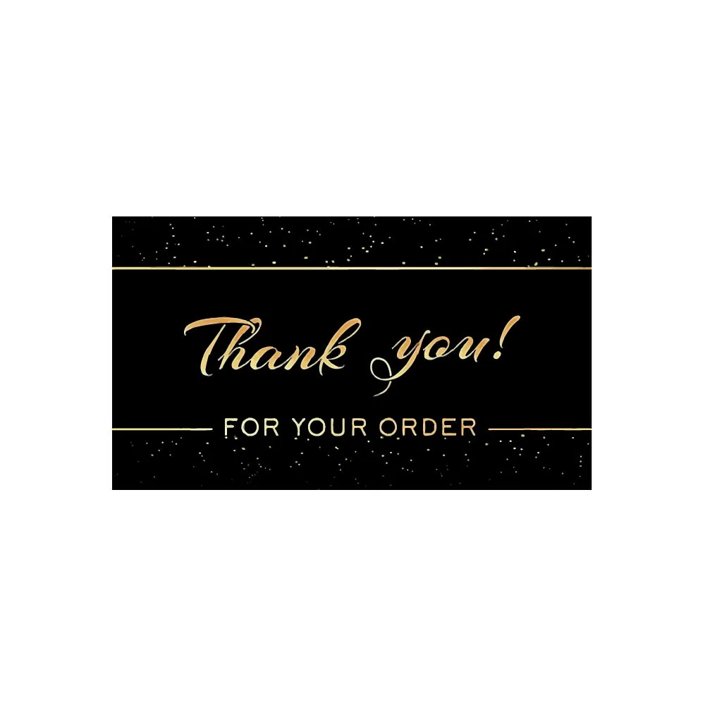 50PCS 9X5CM Black Matte Gold Thank You Cards For Small Business Gift Boxes Decoration Greeting Labels Jewelry Packing Supplies