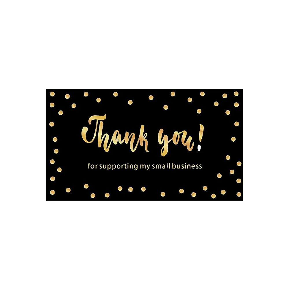 50PCS 9X5CM Black Matte Gold Thank You Cards For Small Business Gift Boxes Decoration Greeting Labels Jewelry Packing Supplies