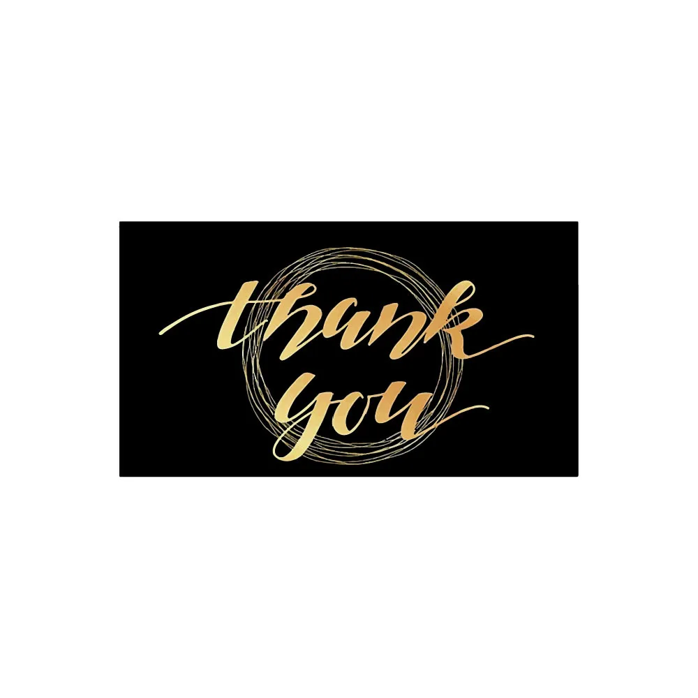50PCS 9X5CM Black Matte Gold Thank You Cards For Small Business Gift Boxes Decoration Greeting Labels Jewelry Packing Supplies