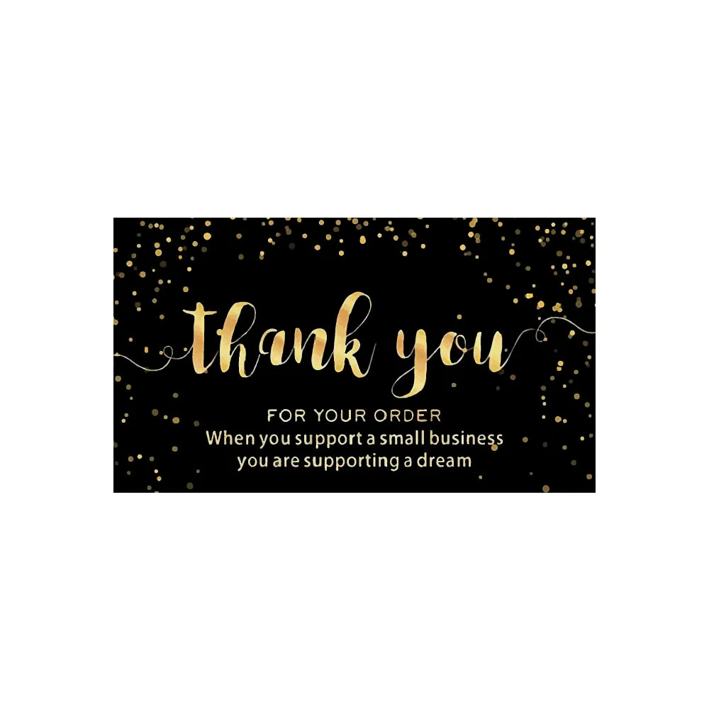 50PCS 9X5CM Black Matte Gold Thank You Cards For Small Business Gift Boxes Decoration Greeting Labels Jewelry Packing Supplies