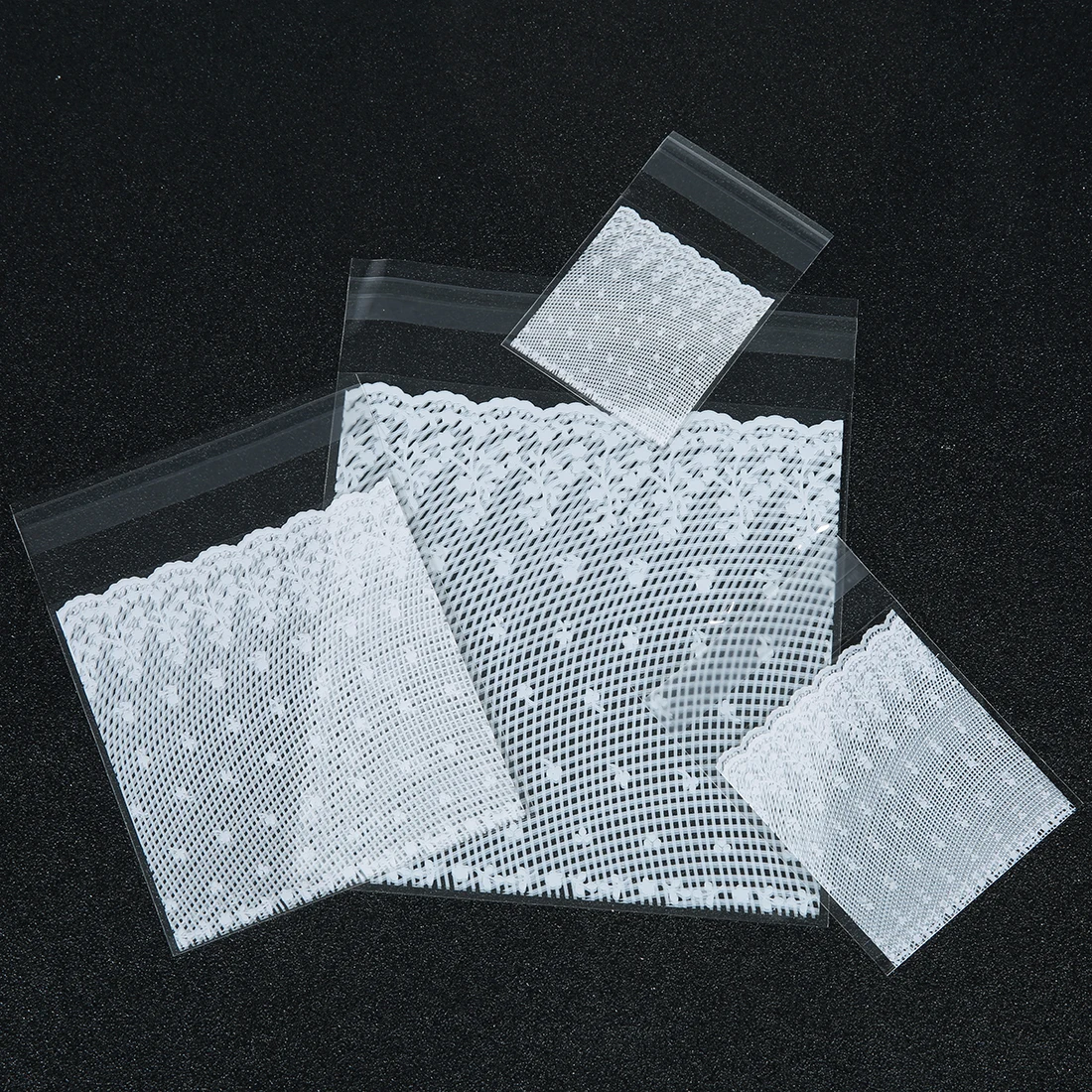 100pcs Self Adhesive Plastic Lace Cellophane Bag Sachet For Candy Jewelry Packaging Gift Small Businesses Products Supply