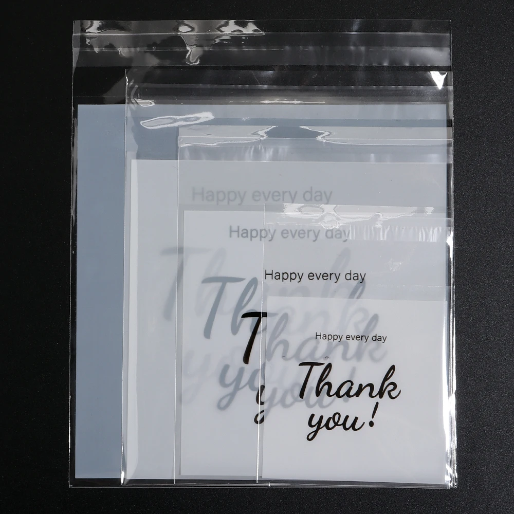 100-200pcs/lot Transparent THANK YOU Self-adhesive Bag Plastic Pouches for DIY Jewelry Display Cookies Storage Gifts Bag