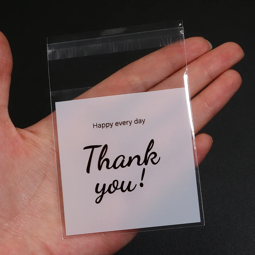 100-200pcs/lot Transparent THANK YOU Self-adhesive Bag Plastic Pouches for DIY Jewelry Display Cookies Storage Gifts Bag