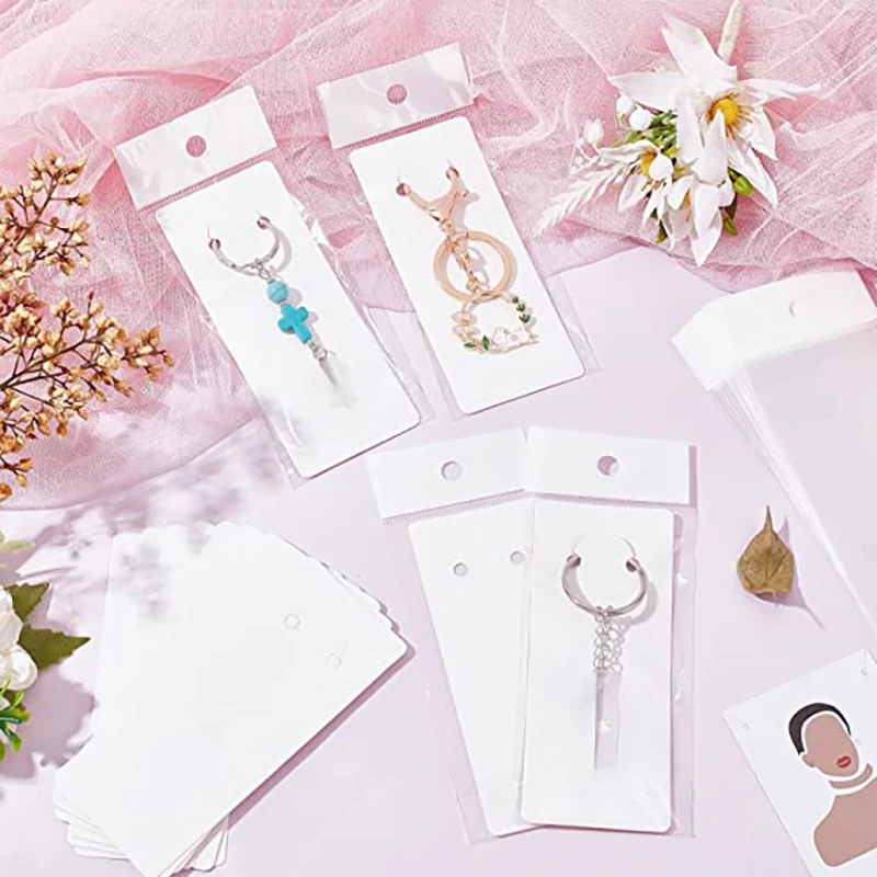 50pcs/lot Muti-size Keyrings Paper Cards White Black Packing Cards for Jewelry Keychain Display Cards Holder Retail Price Tags