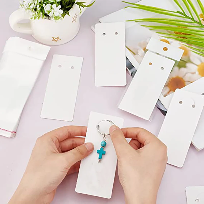 50pcs/lot Muti-size Keyrings Paper Cards White Black Packing Cards for Jewelry Keychain Display Cards Holder Retail Price Tags