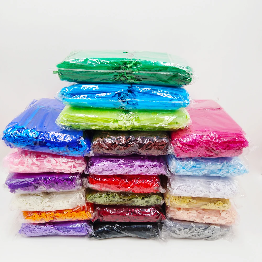 100pcs Jewelry Gift Bag 7x9 9x12 10x15 13x18cm Jewelry Packaging Organza Bags Favor Wedding Party Christmas Gift Bags