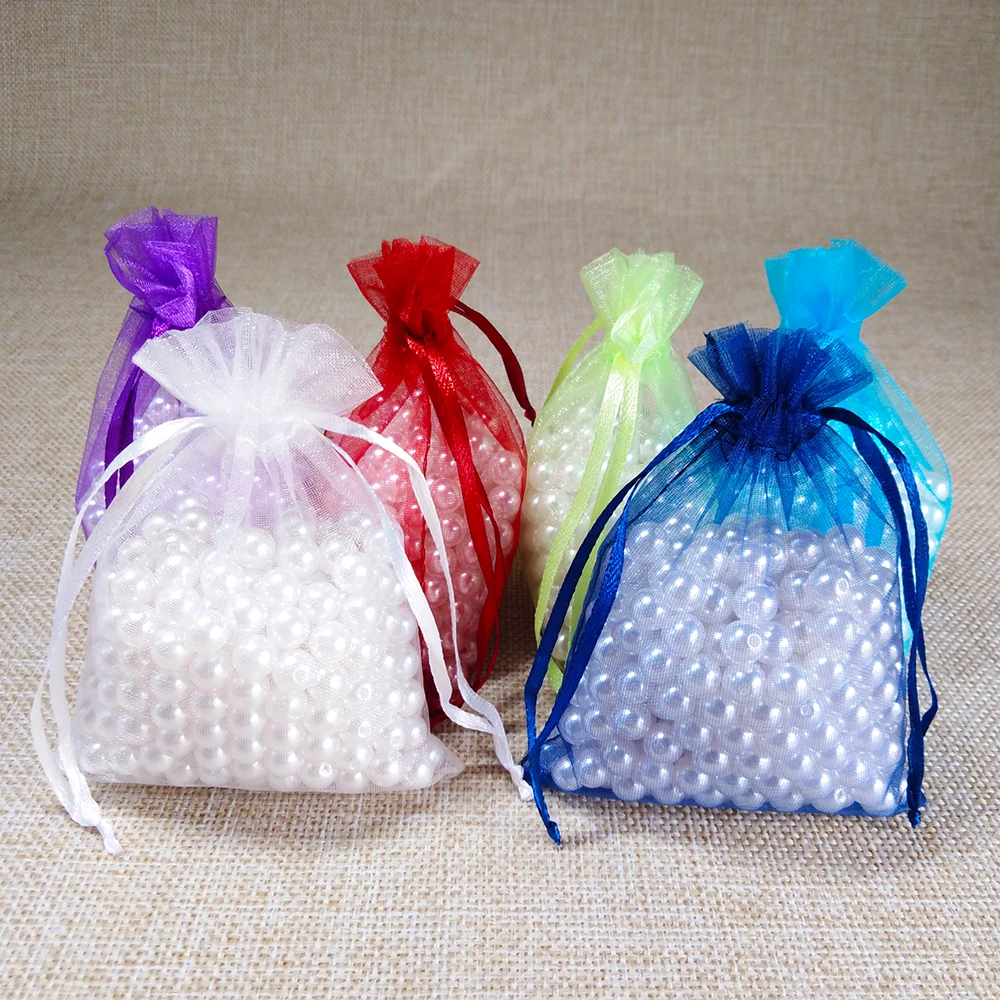 100pcs Jewelry Gift Bag 7x9 9x12 10x15 13x18cm Jewelry Packaging Organza Bags Favor Wedding Party Christmas Gift Bags