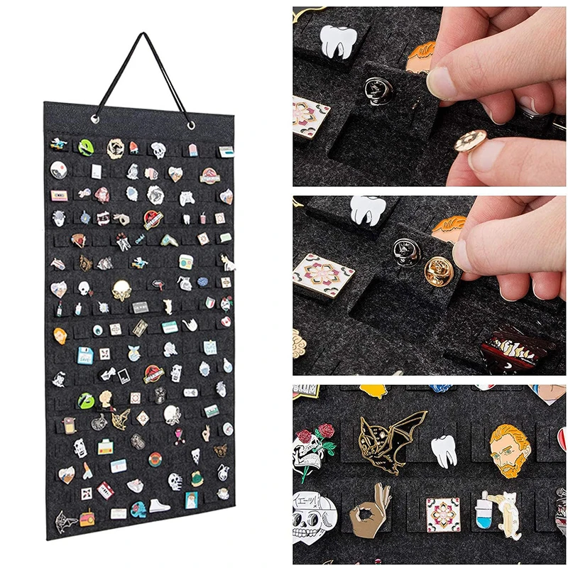170Pairs Wall Hanging Brooch Display Stand Felt Enamel Pin Badge Button Collection Storage Holder Jewelry Earring Organizer Bag