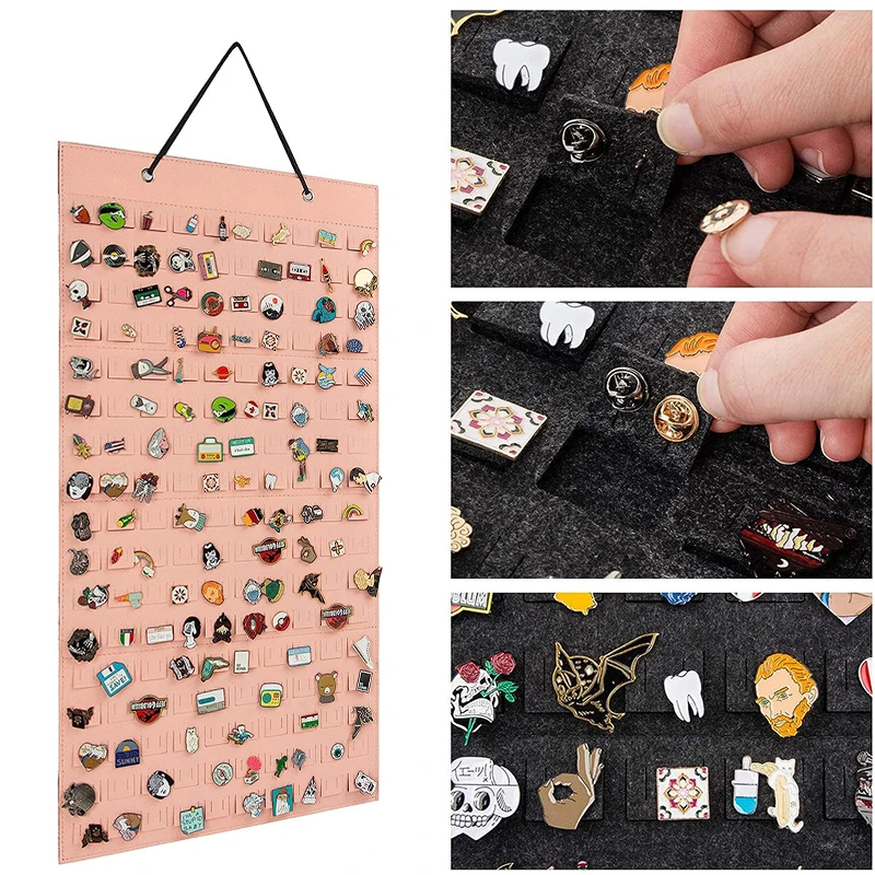 170Pairs Wall Hanging Brooch Display Stand Felt Enamel Pin Badge Button Collection Storage Holder Jewelry Earring Organizer Bag